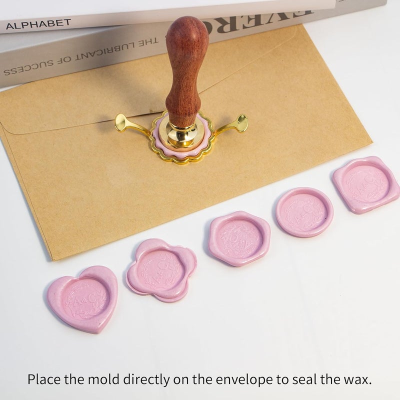 krastmon Metal Petal Shaped Wax Seal Stamp Mold with Silicone Waxing Mat for DIY Craft, Envelopes, Gifts and Wine Packaging, Gold - Image 5